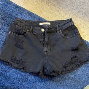 Black jean shorts